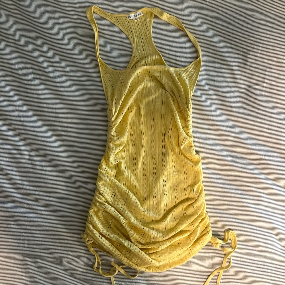 For Love And Lemons Yellow Ruched Dress